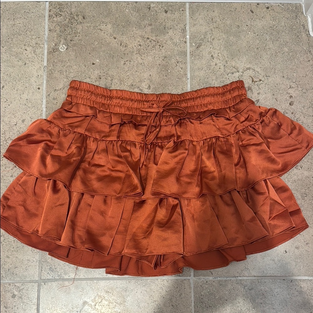 Orange Mini ruffle Skirt